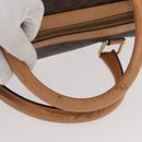 CELINE Macadam Canvas Boston Bag PVC Brown Gold Auth 152724-8