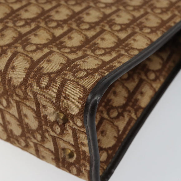 Christian Dior Trotter Canvas Hand Bag Beige Gold Auth 152725