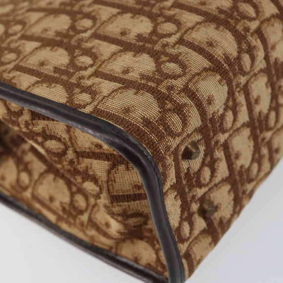 Christian Dior Trotter Canvas Hand Bag Beige Gold Auth 152725