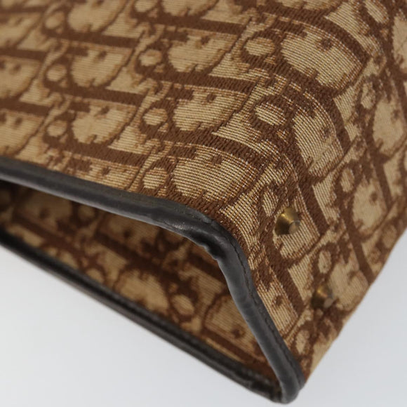 Christian Dior Trotter Canvas Hand Bag Beige Gold Auth 152725