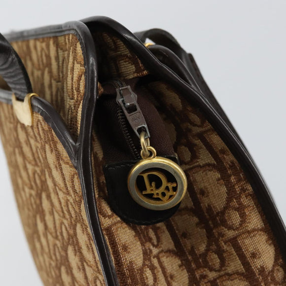 Christian Dior Trotter Canvas Hand Bag Beige Gold Auth 152725
