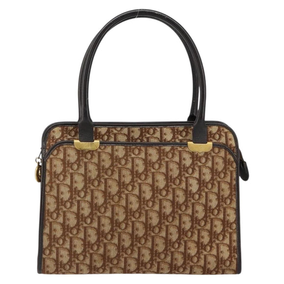 Christian Dior Trotter Canvas Hand Bag Beige Gold Auth 152725