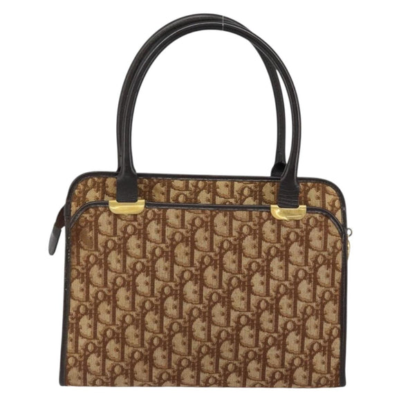 Christian Dior Trotter Canvas Hand Bag Beige Gold Auth 152725
