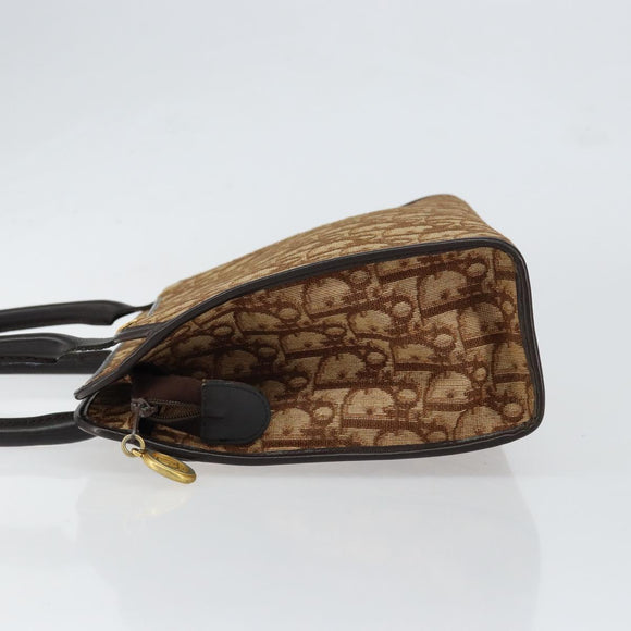 Christian Dior Trotter Canvas Hand Bag Beige Gold Auth 152725