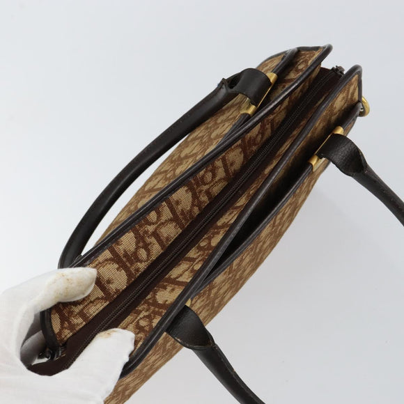 Christian Dior Trotter Canvas Hand Bag Beige Gold Auth 152725