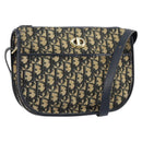 Christian Dior Trotter Canvas Shoulder Bag Navy Gold Auth 152726-1