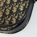 Christian Dior Trotter Canvas Shoulder Bag Navy Gold Auth 152726-16