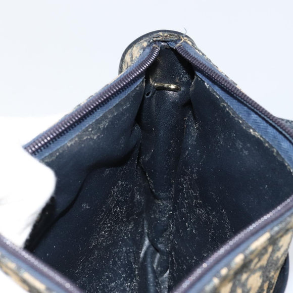 Christian Dior Trotter Canvas Shoulder Bag Navy Gold Auth 152726