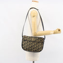 Christian Dior Trotter Canvas Shoulder Bag Navy Gold Auth 152726-22