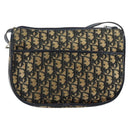 Christian Dior Trotter Canvas Shoulder Bag Navy Gold Auth 152726-2