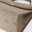 Christian Dior Honeycomb Canvas Hand Bag PVC Leather Beige Gold Auth 152727-14