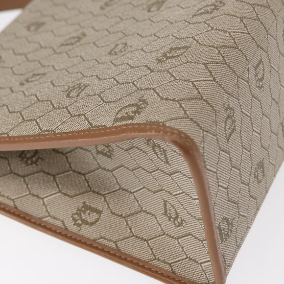 Christian Dior Honeycomb Canvas Hand Bag PVC Leather Beige Gold Auth 152727