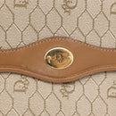 Christian Dior Honeycomb Canvas Hand Bag PVC Leather Beige Gold Auth 152727-17