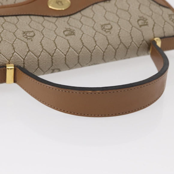 Christian Dior Honeycomb Canvas Hand Bag PVC Leather Beige Gold Auth 152727