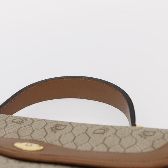 Christian Dior Honeycomb Canvas Hand Bag PVC Leather Beige Gold Auth 152727
