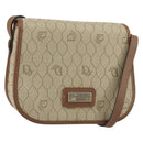 Christian Dior Honeycomb Canvas Shoulder Bag PVC Beige Gold Auth 152728-1