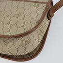 Christian Dior Honeycomb Canvas Shoulder Bag PVC Beige Gold Auth 152728-12