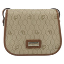 Christian Dior Honeycomb Canvas Shoulder Bag PVC Beige Gold Auth 152728-2