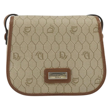 Christian Dior Honeycomb Canvas Shoulder Bag PVC Beige Gold Auth 152728 - 0