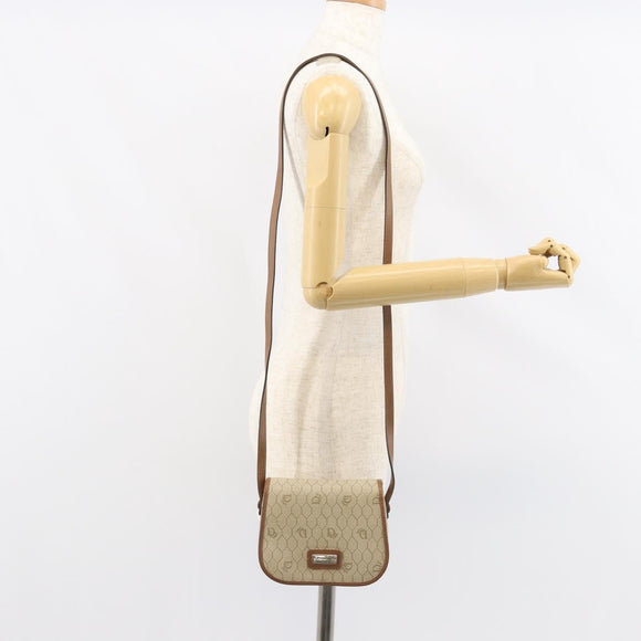 Christian Dior Honeycomb Canvas Shoulder Bag PVC Beige Gold Auth 152728