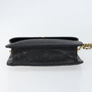 BALLY Chain Shoulder Bag Leather 2way Black Gold Auth 152729-11