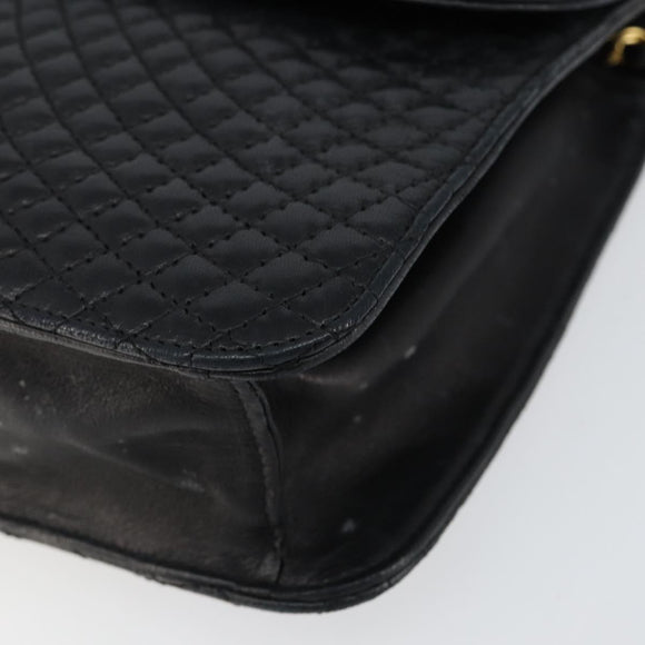 BALLY Chain Shoulder Bag Leather 2way Black Gold Auth 152729