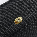 BALLY Chain Shoulder Bag Leather 2way Black Gold Auth 152729-16