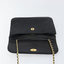 BALLY Chain Shoulder Bag Leather 2way Black Gold Auth 152729-17