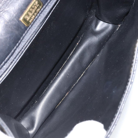 BALLY Chain Shoulder Bag Leather 2way Black Gold Auth 152729