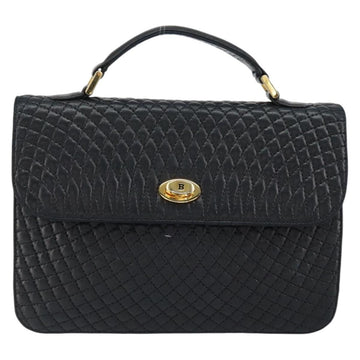 BALLY Chain Shoulder Bag Leather 2way Black Gold Auth 152729 - 0