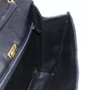 BALLY Chain Shoulder Bag Leather 2way Black Gold Auth 152729-20