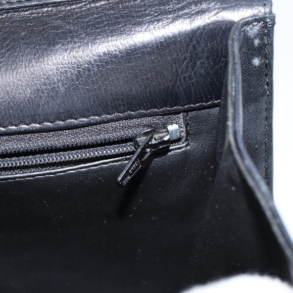 BALLY Chain Shoulder Bag Leather 2way Black Gold Auth 152729