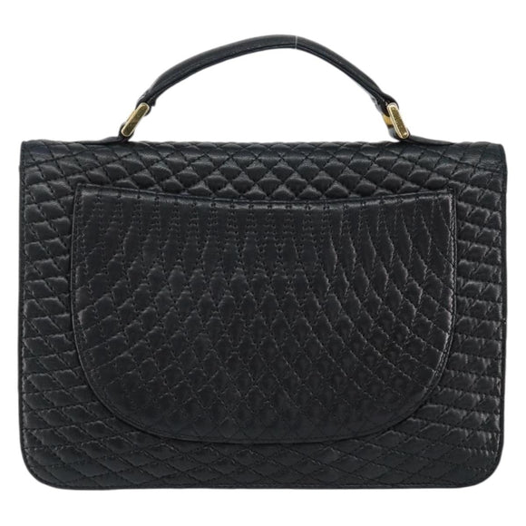 BALLY Chain Shoulder Bag Leather 2way Black Gold Auth 152729