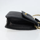 BALLY Chain Shoulder Bag Leather 2way Black Gold Auth 152729-4