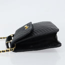 BALLY Chain Shoulder Bag Leather 2way Black Gold Auth 152729-5