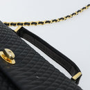 BALLY Chain Shoulder Bag Leather 2way Black Gold Auth 152729-8