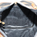 FENDI Pecan Canvas Boston Bag PVC Black Brown gold Auth 152730-17