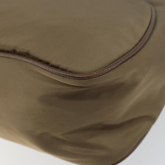 Christian Dior Shoulder Bag Nylon Leather Black Brown gold Auth 152732