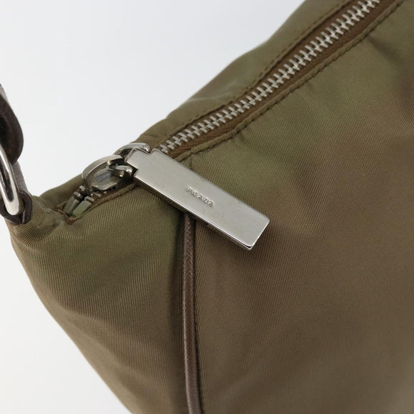 Christian Dior Shoulder Bag Nylon Leather Black Brown gold Auth 152732