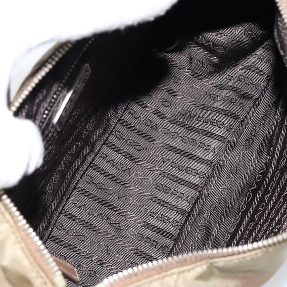 Christian Dior Shoulder Bag Nylon Leather Black Brown gold Auth 152732