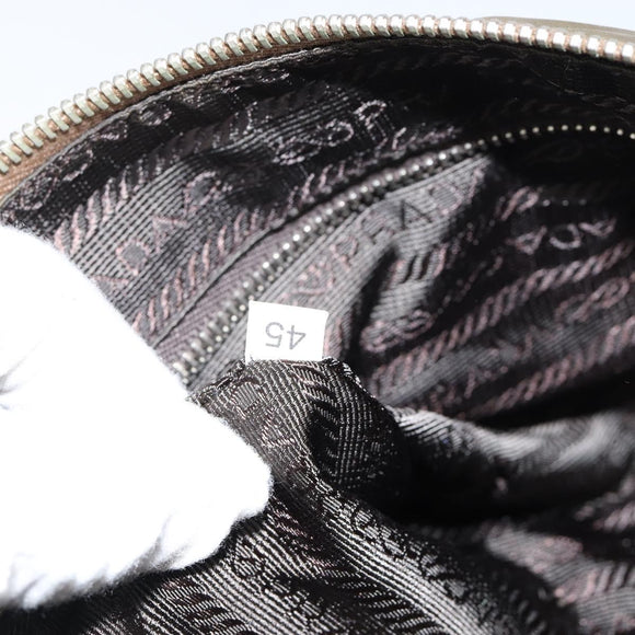 Christian Dior Shoulder Bag Nylon Leather Black Brown gold Auth 152732