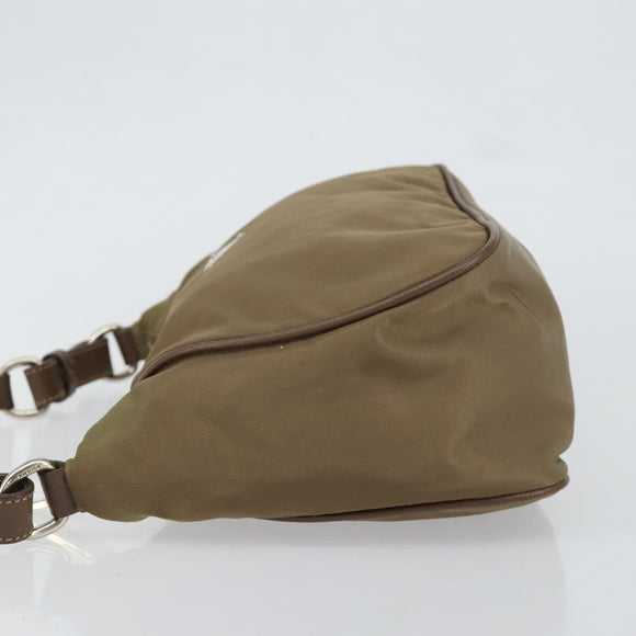 Christian Dior Shoulder Bag Nylon Leather Black Brown gold Auth 152732