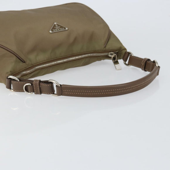 Christian Dior Shoulder Bag Nylon Leather Black Brown gold Auth 152732