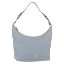 PRADA Shoulder Bag Nylon Light Blue Silver Auth 152733-1