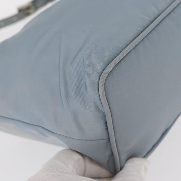 PRADA Shoulder Bag Nylon Light Blue Silver Auth 152733