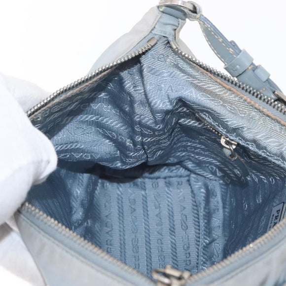 PRADA Shoulder Bag Nylon Light Blue Silver Auth 152733