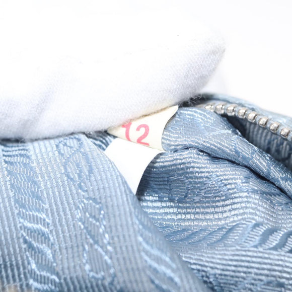 PRADA Shoulder Bag Nylon Light Blue Silver Auth 152733