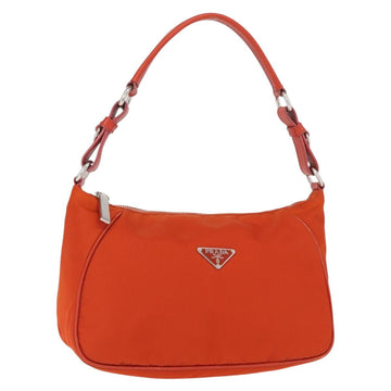 PRADA Shoulder Bag Nylon Orange Silver Auth 152734