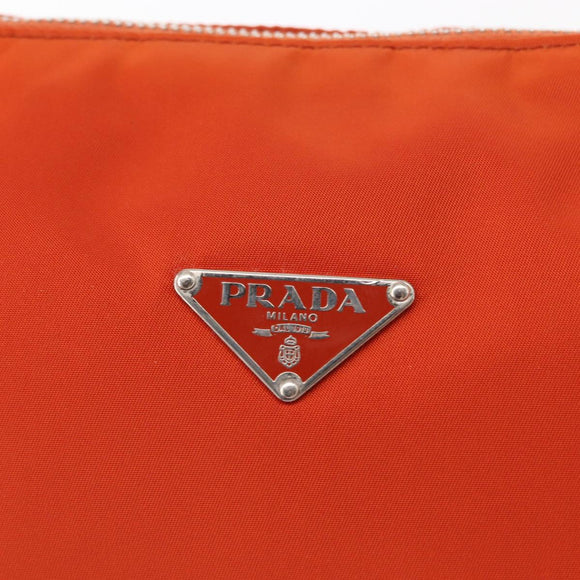 PRADA Shoulder Bag Nylon Orange Silver Auth 152734