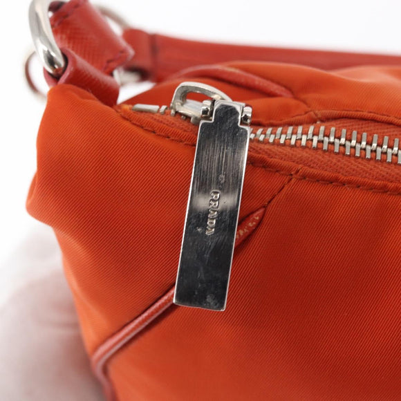 PRADA Shoulder Bag Nylon Orange Silver Auth 152734